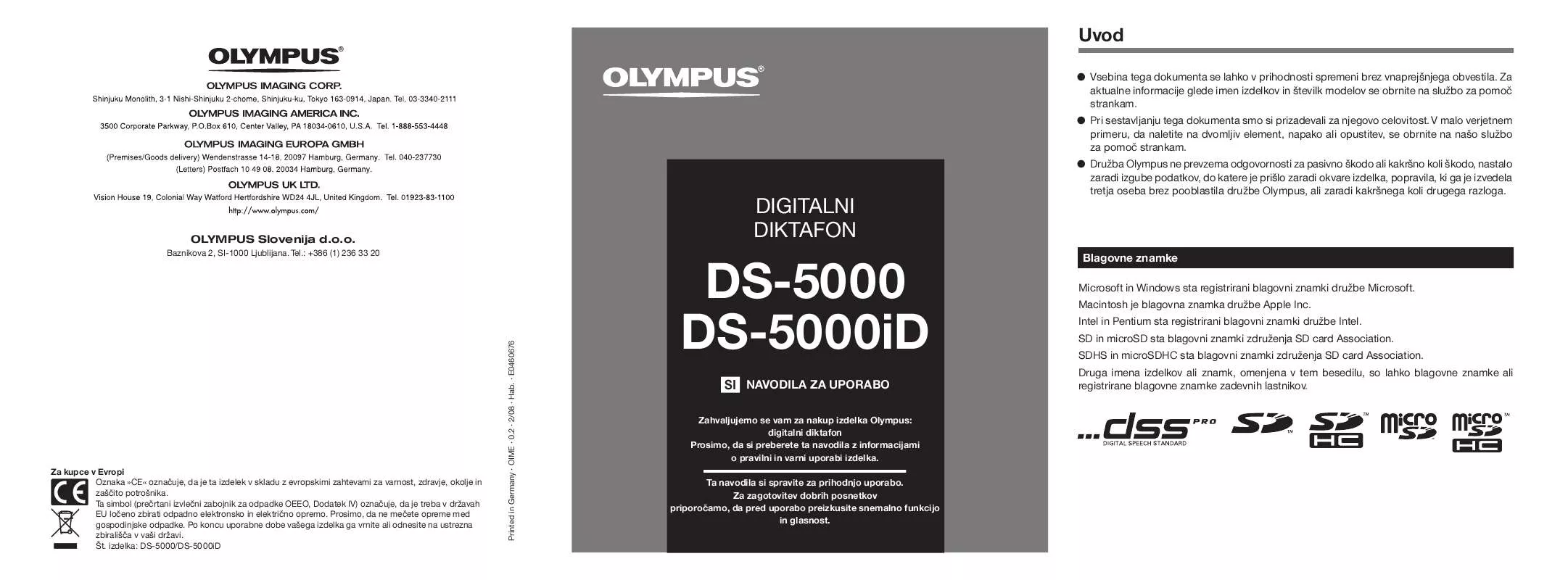 Mode d'emploi OLYMPUS DS-5000ID