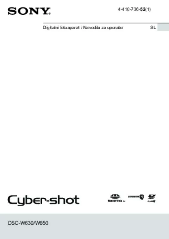 Mode d'emploi SONY CYBER-SHOT DSC-W650