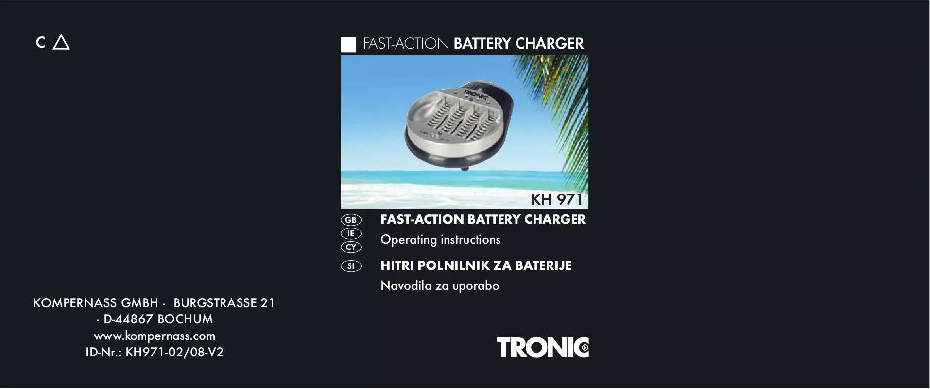Mode d'emploi TRONIC KH 971 RAPID BATTERY CHARGER