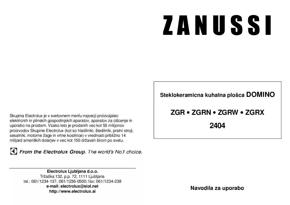 Mode d'emploi ZANUSSI ZGR2404