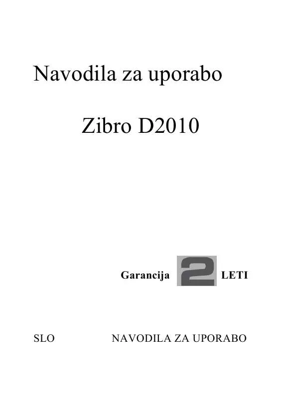 Mode d'emploi ZIBRO D2010