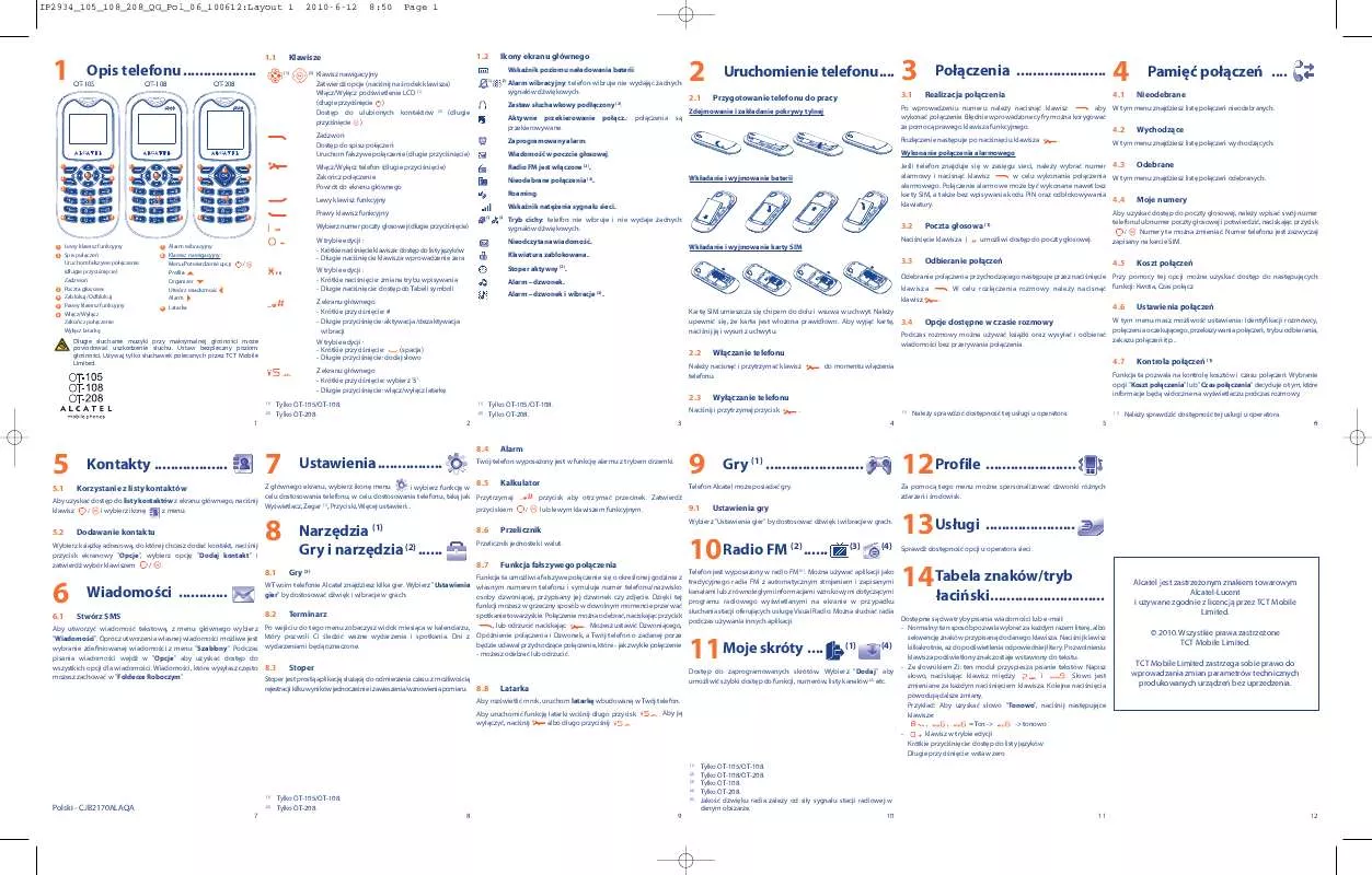 Mode d'emploi ALCATEL OT-105A