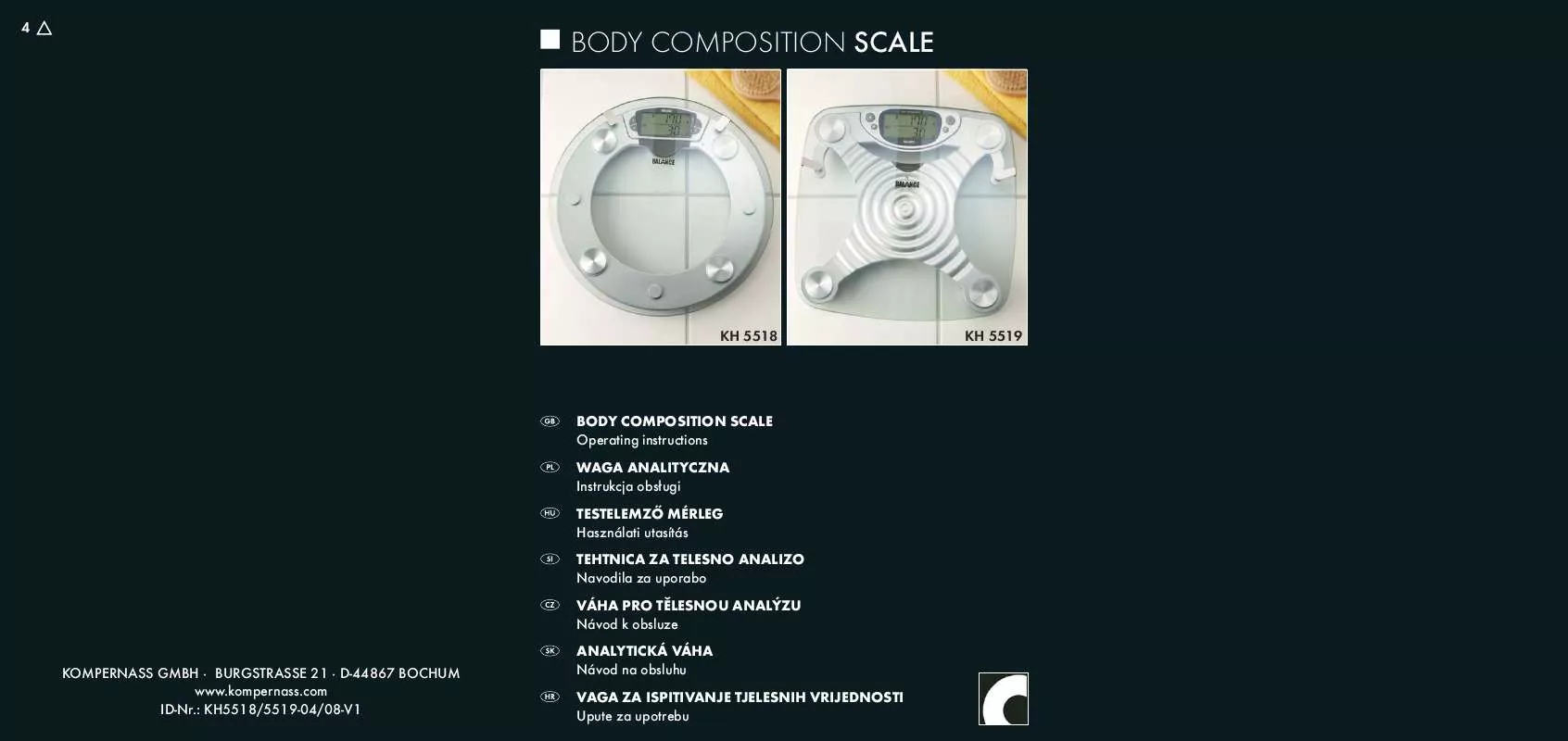 Mode d'emploi BALANCE KH 5518 / 5519 BODY COMPOSITION SCALE