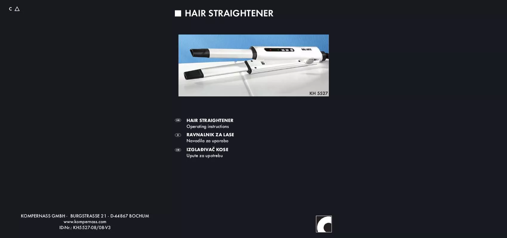 Mode d'emploi BALANCE KH 5527 HAIR STRAIGHTENER