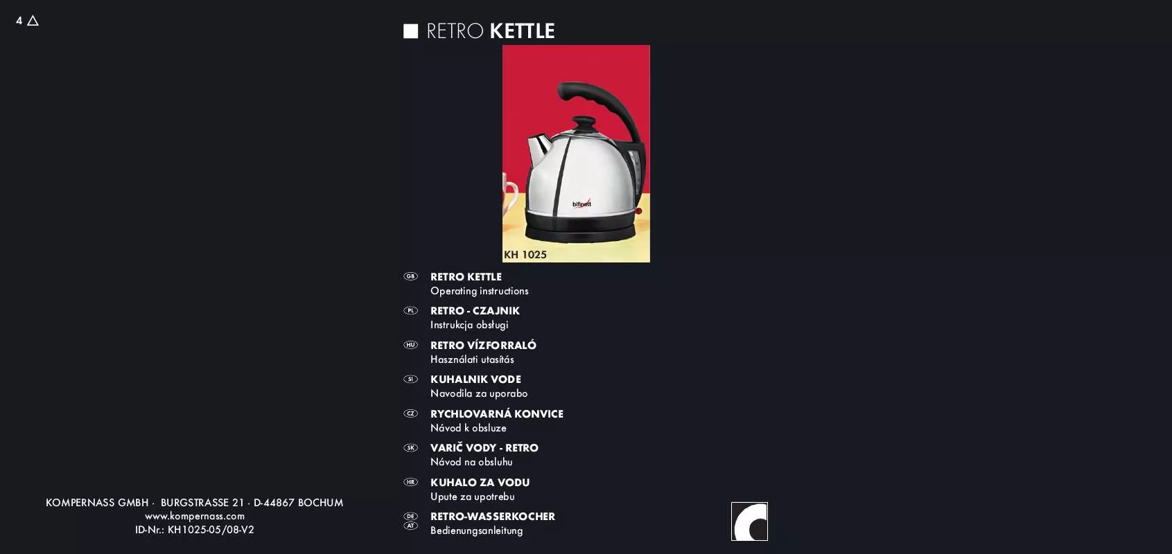 Mode d'emploi BIFINETT KH 1025 RETRO KETTLE