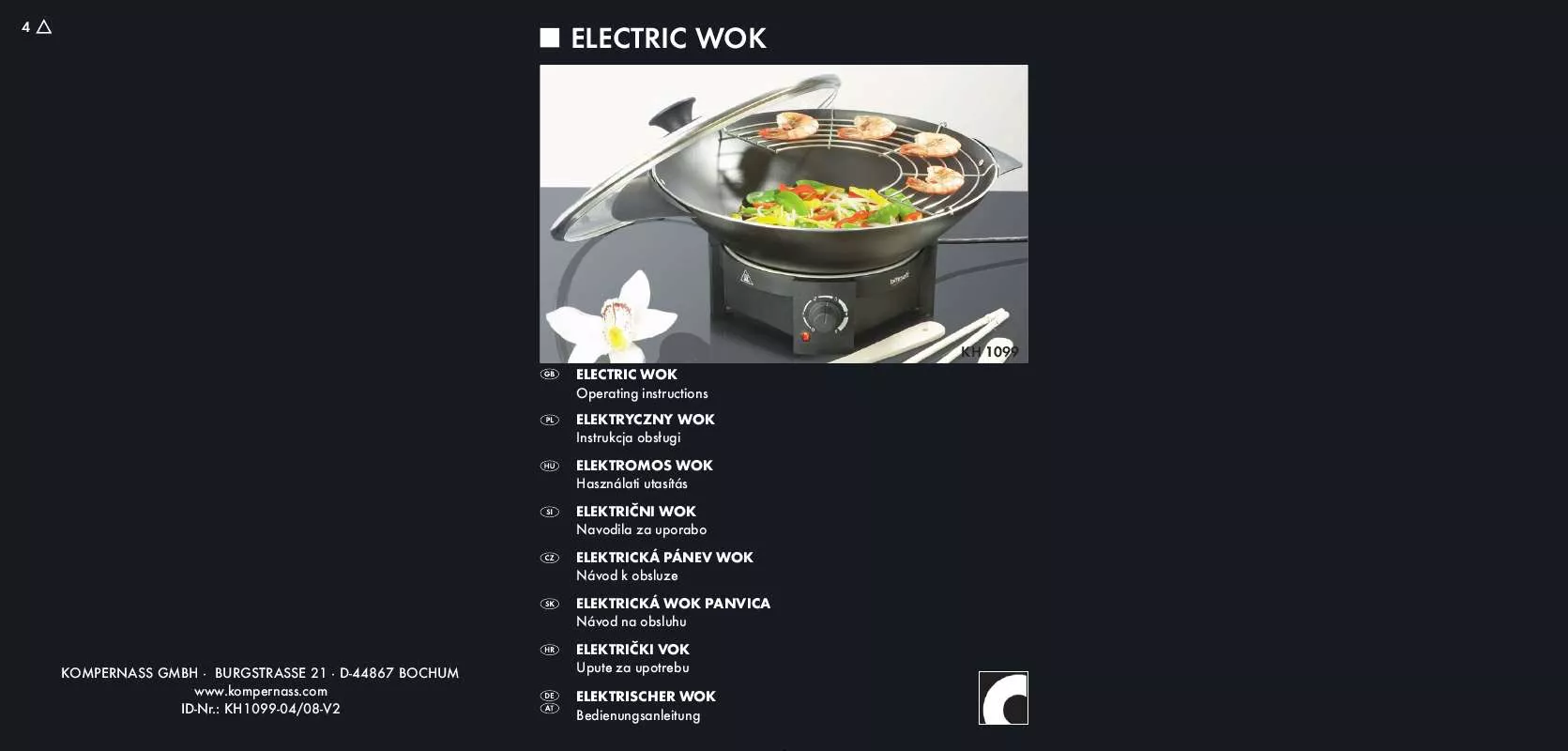 Mode d'emploi BIFINETT KH 1099 ELECTRIC WOK