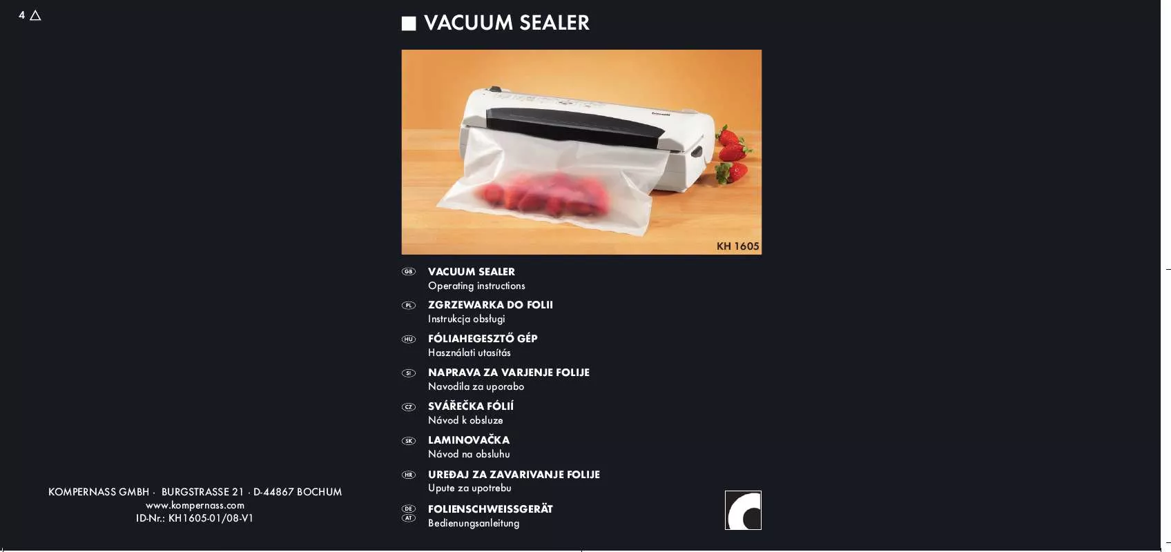 Mode d'emploi BIFINETT KH 1605 VACUUM SEALER