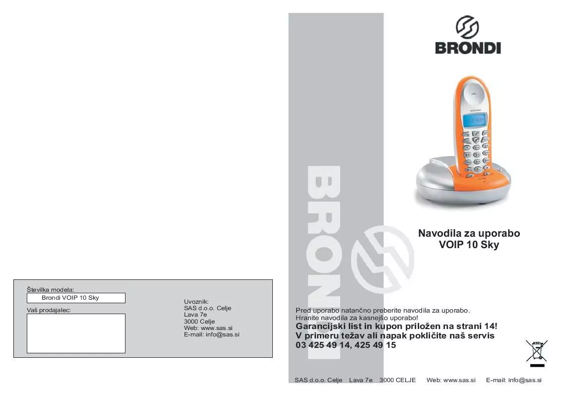 Mode d'emploi BRONDI VOIP 10 SKY