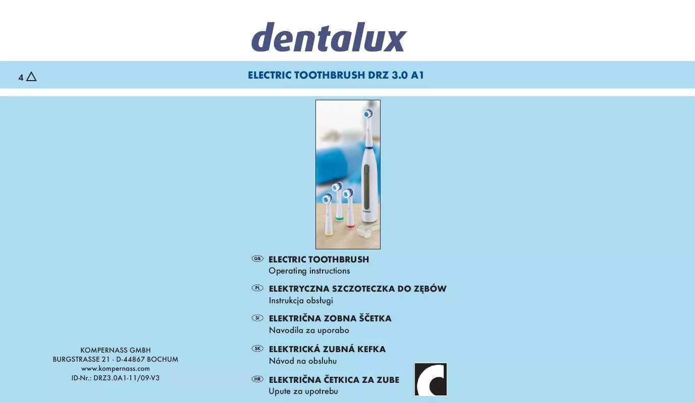 Mode d'emploi DENTALUX DRZ 3.0 A1 ELECTRIC TOOTHBRUSH