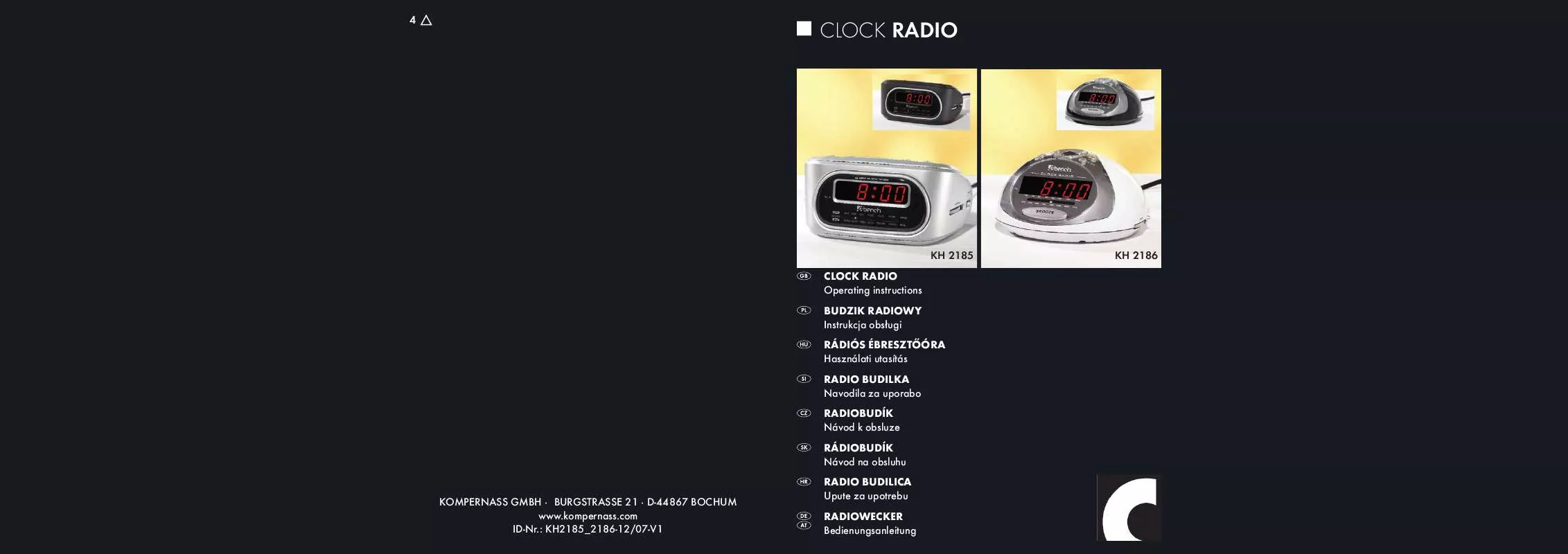 Mode d'emploi EBENCH KH 2186 CLOCK RADIO