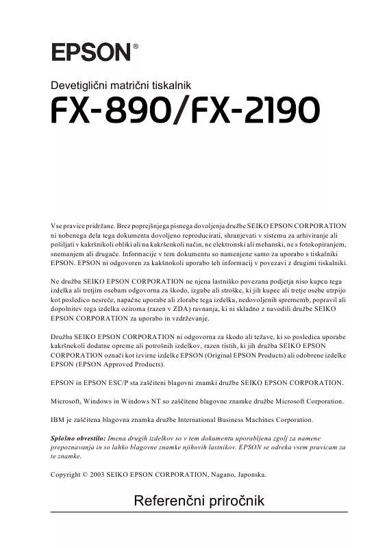 Mode d'emploi EPSON FX-890