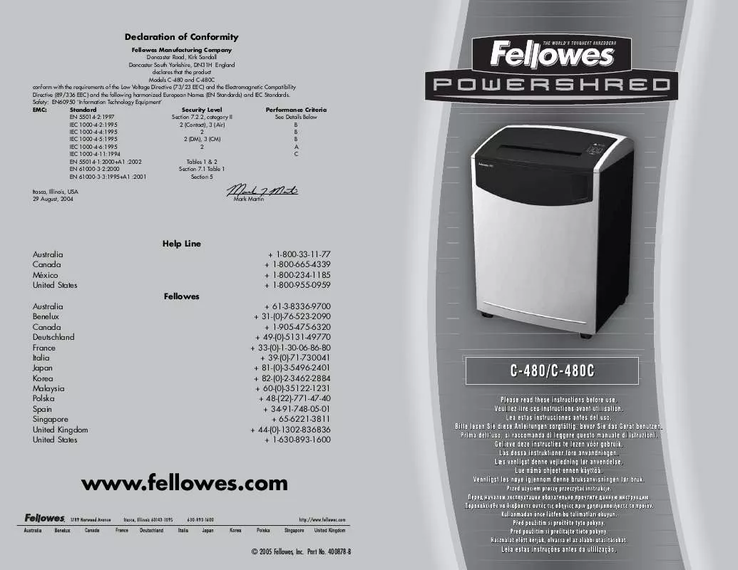 Mode d'emploi FELLOWES C-480C