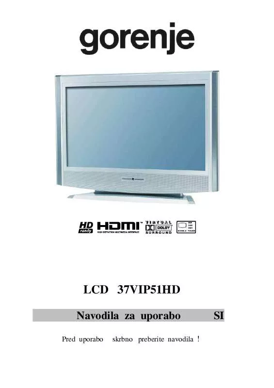 Mode d'emploi GORENJE LCD 37VIP51HD
