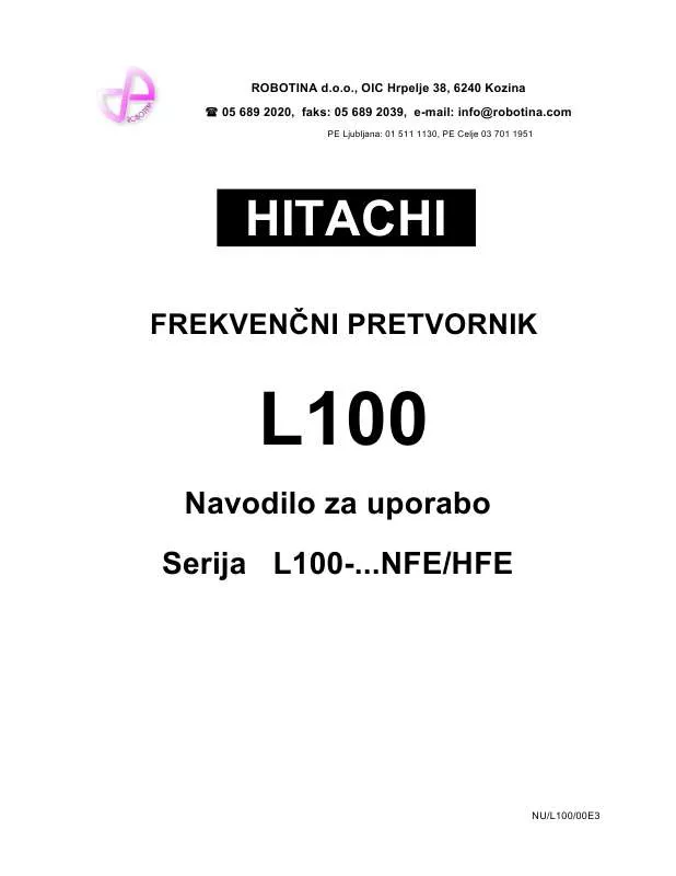 Mode d'emploi HITACHI L100