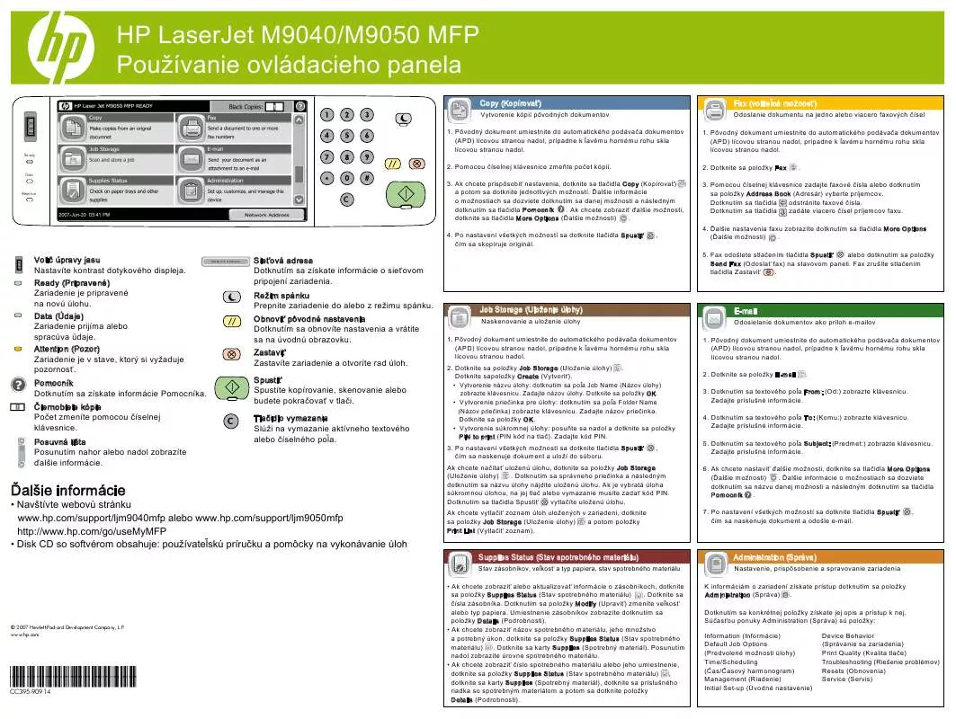 Mode d'emploi HP LASERJET M9040/ M9050 MFP