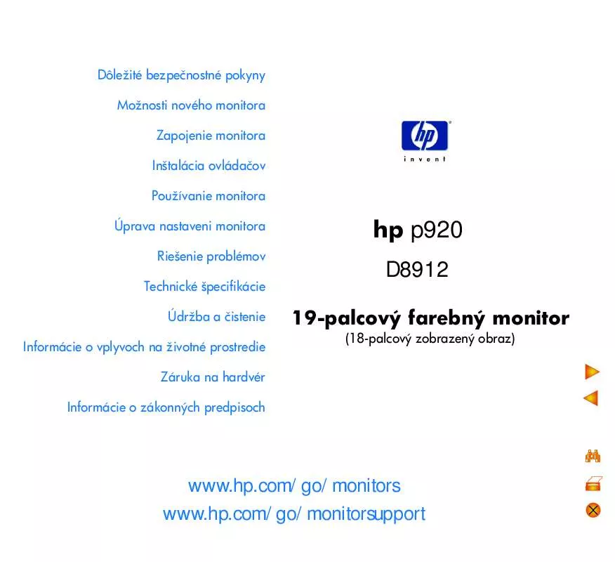 Mode d'emploi HP P920 19 INCH CRT