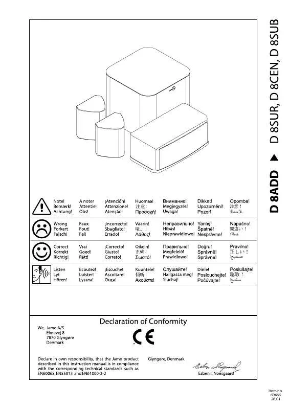 Mode d'emploi JAMO D 8CEN