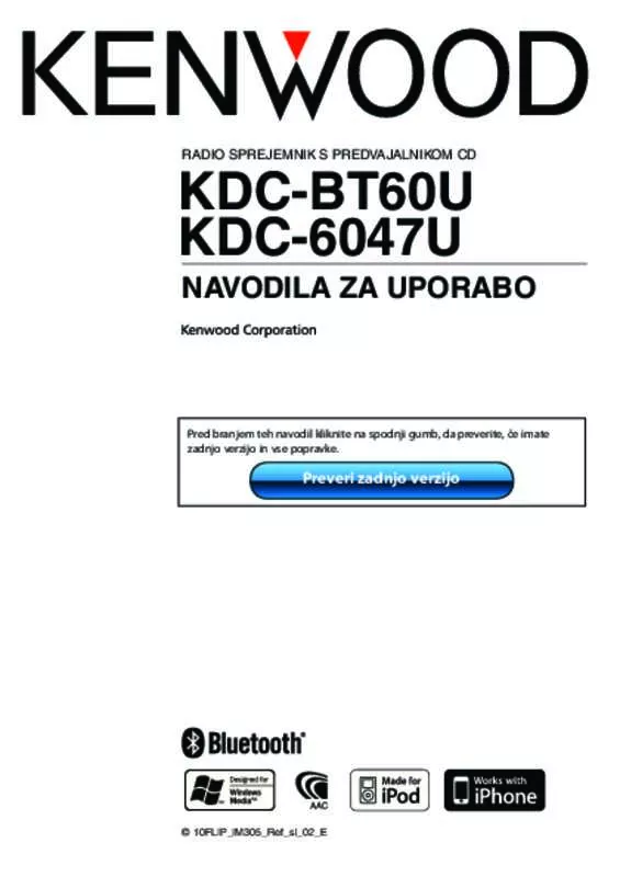 Mode d'emploi KENWOOD KDC-BT60U