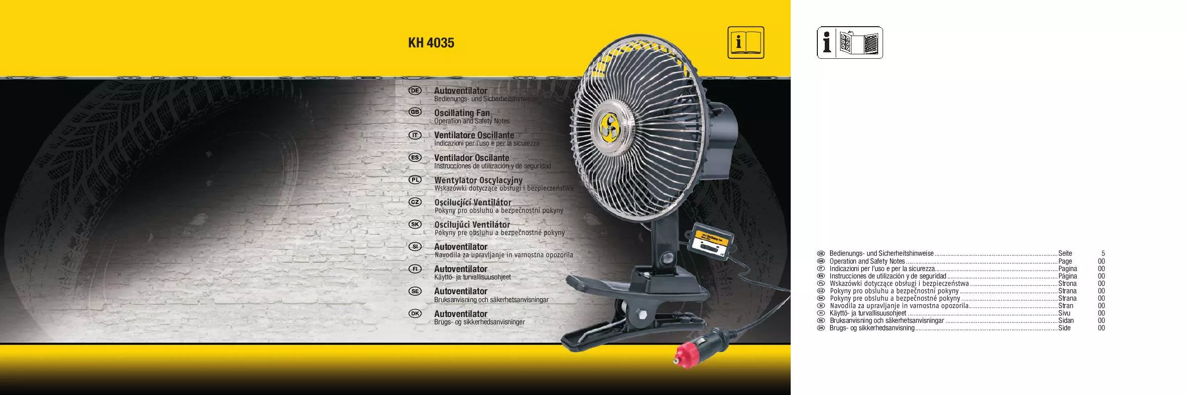 Mode d'emploi KOMPERNASS KH 4035 CAR VENTILATOR