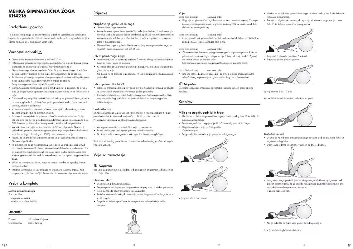 Mode d'emploi KOMPERNASS KH 4216 GYM BALL