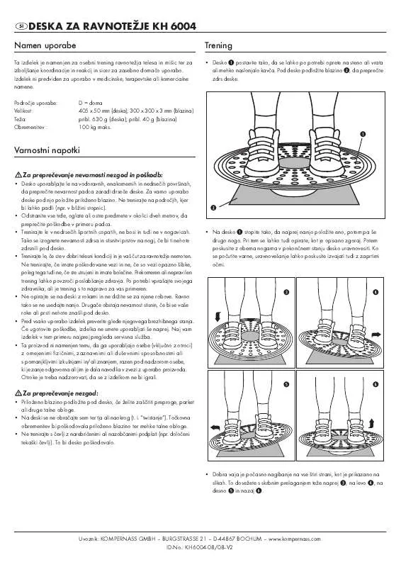 Mode d'emploi KOMPERNASS KH 6004 BALANCE TRAINER