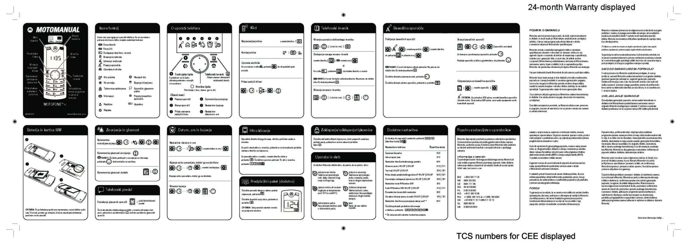 Mode d'emploi MOTOROLA MOTOFONE F3