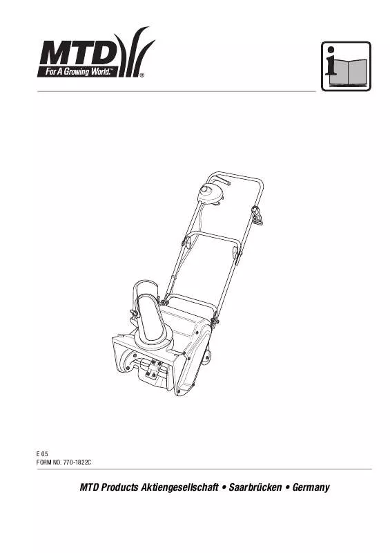 Mode d'emploi MTD ELECTRIC SNOW THROWERS