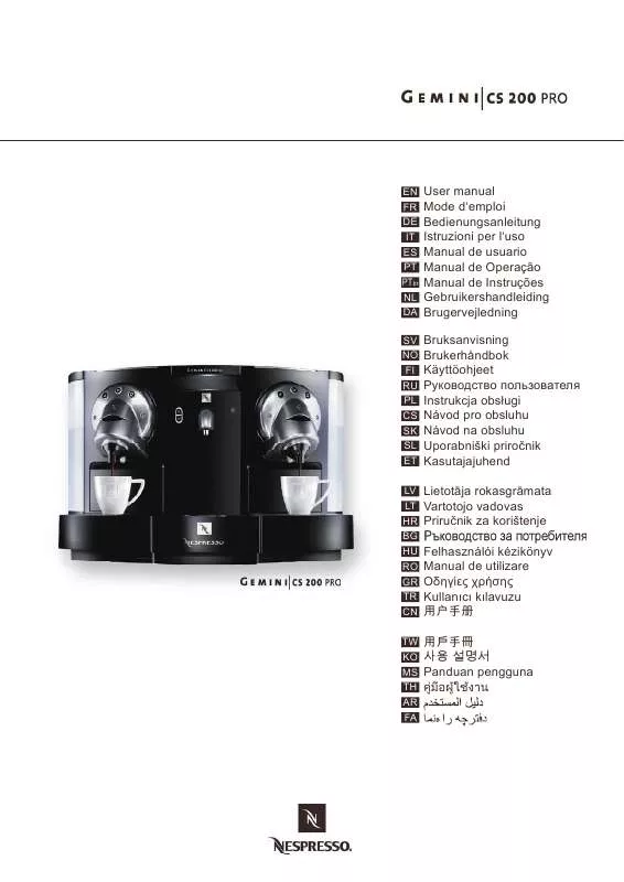 Mode d'emploi NESPRESSO GEMINI CS 200 PRO