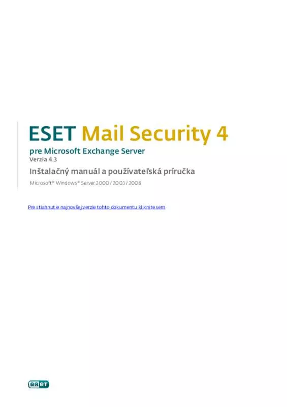 Mode d'emploi NOD32 ESET MAIL SECURITY FOR MICROSOFT EXCHANGE SERVER
