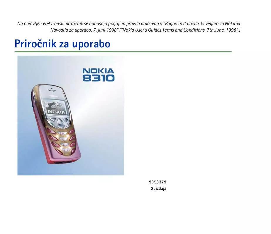 Mode d'emploi NOKIA 8310