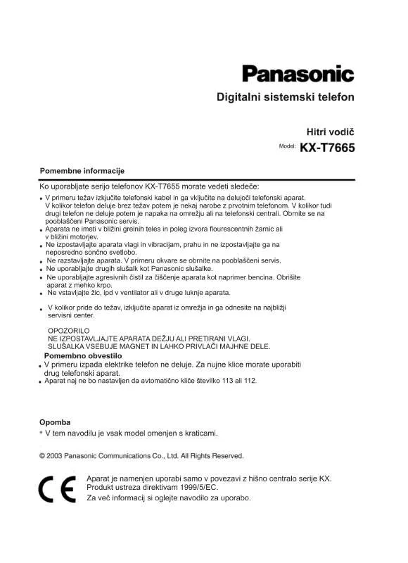 Mode d'emploi PANASONIC KX-T7665