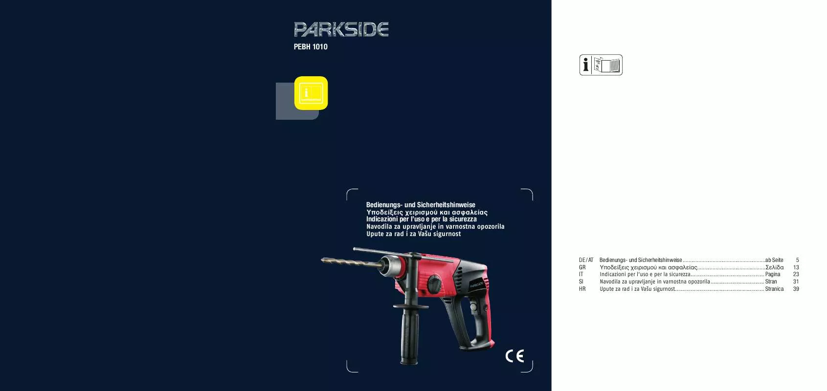 Mode d'emploi PARKSIDE KH 3162 PNEUMATIC HAMMER DRILL