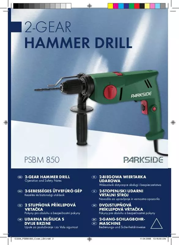 Mode d'emploi PARKSIDE KH 3184 2-GEAR HAMMER DRILL