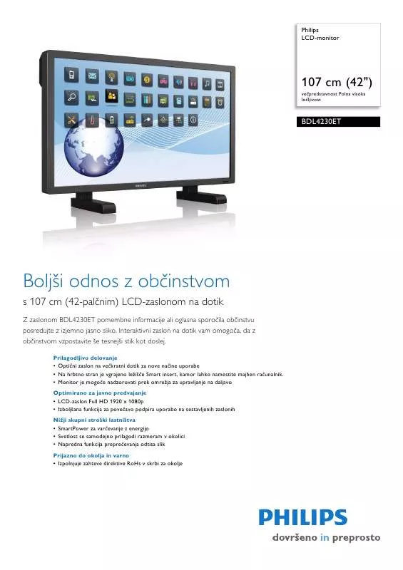 Mode d'emploi PHILIPS BDL4230ET