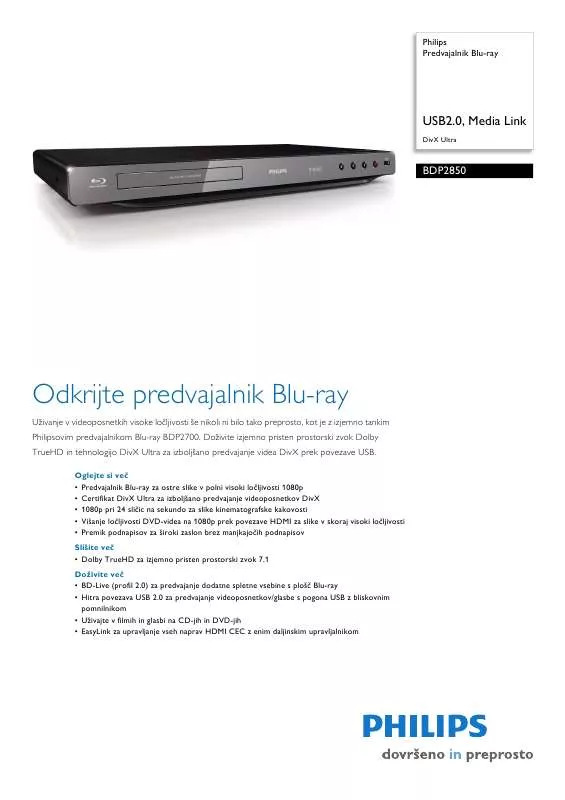 Mode d'emploi PHILIPS BDP-2850