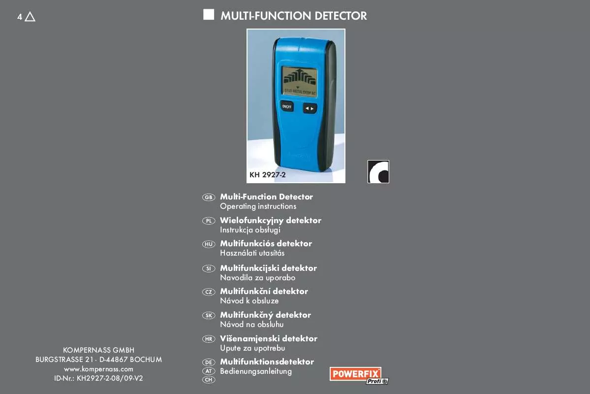 Mode d'emploi POWERFIX KH 2927-2 MULTI-FUNCTION DETECTOR