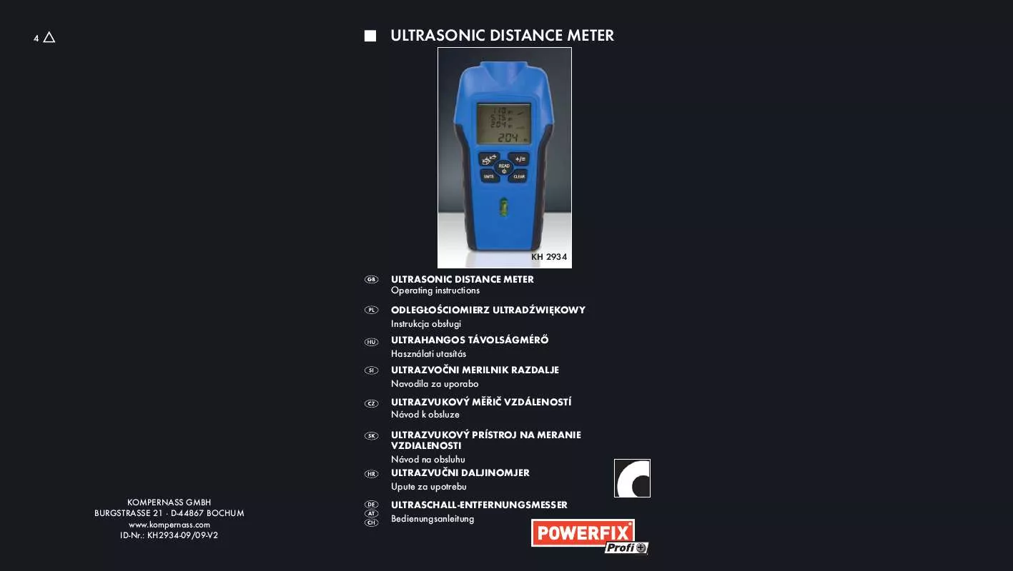 Mode d'emploi POWERFIX KH 2934 ULTRASONIC DISTANCE METER