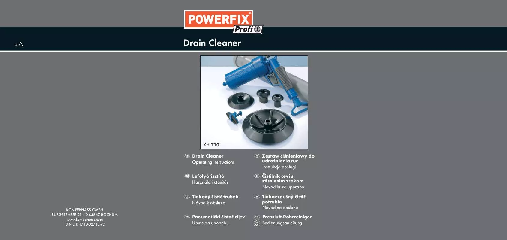 Mode d'emploi POWERFIX KH 710 DRAIN CLEANER