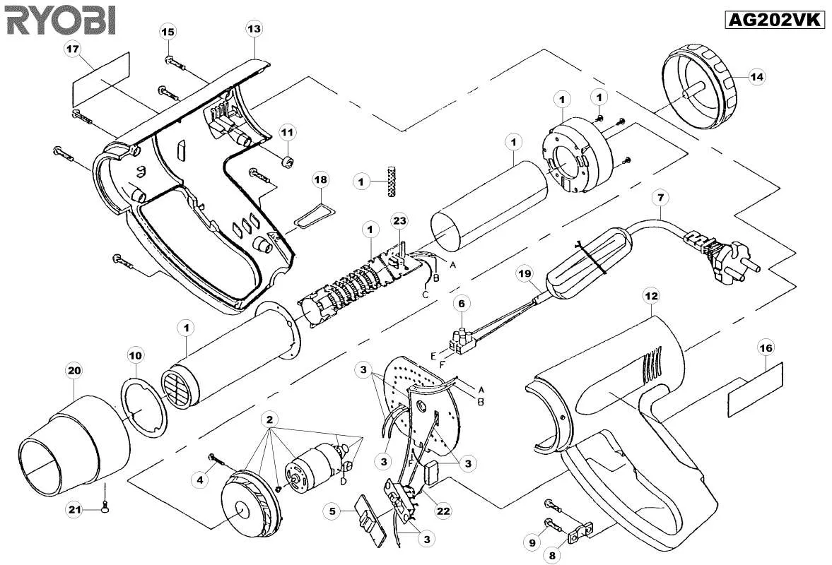 Mode d'emploi RYOBI AG202VK