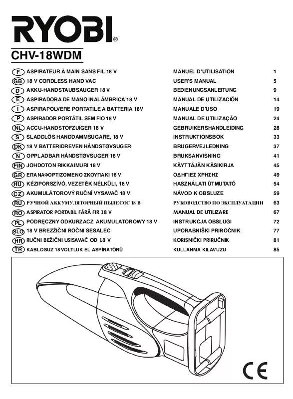 Mode d'emploi RYOBI CHV-18WDM