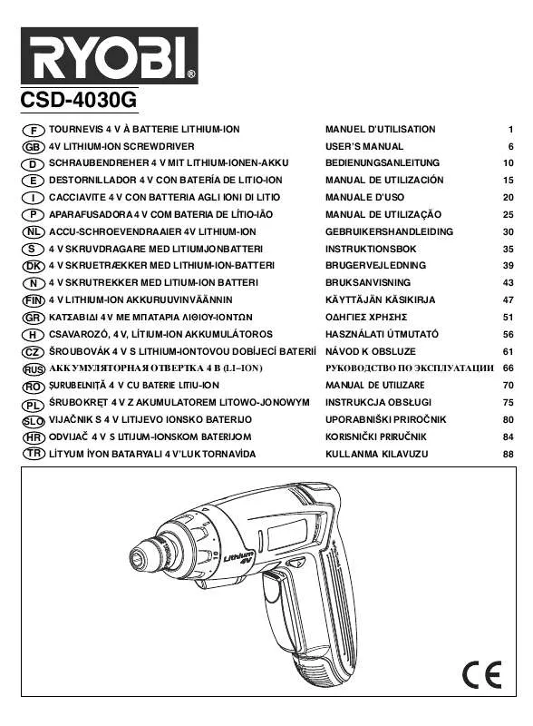 Mode d'emploi RYOBI CSD-4030G