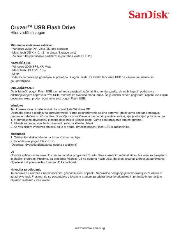 Mode d'emploi SANDISK CRUZER
GATOR