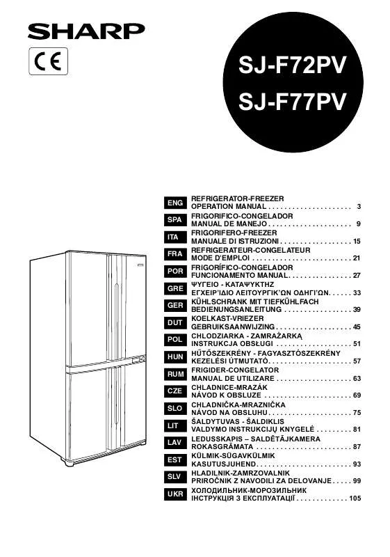 Mode d'emploi SHARP SJ-F72PV/F77PV