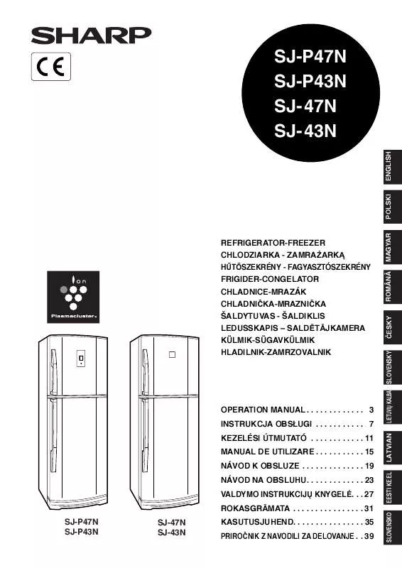 Mode d'emploi SHARP SJ-P47N/SJ-P43N/SJ-47N/SJ-43N