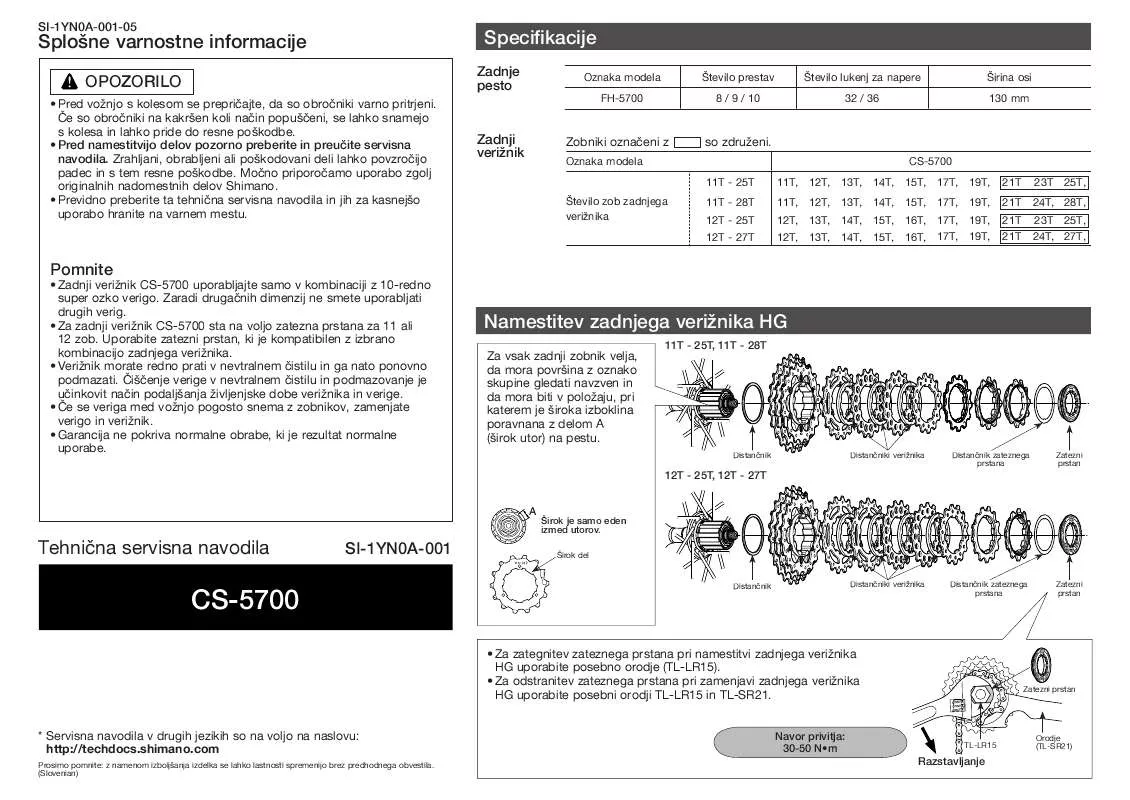 Mode d'emploi SHIMANO CS-5700