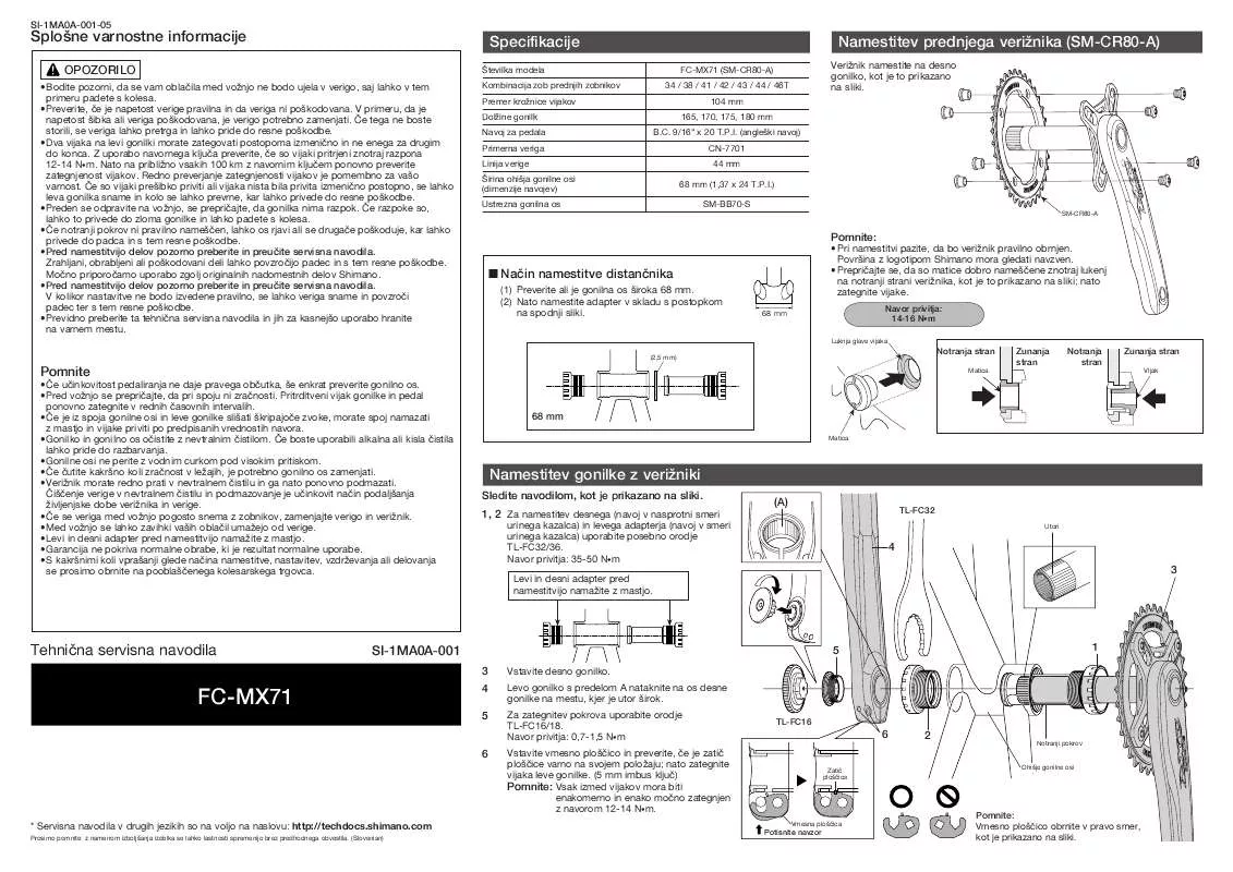 Mode d'emploi SHIMANO FC-MX71