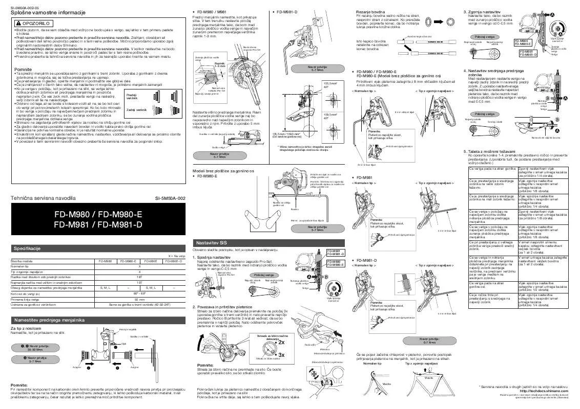 Mode d'emploi SHIMANO FD-M980-E