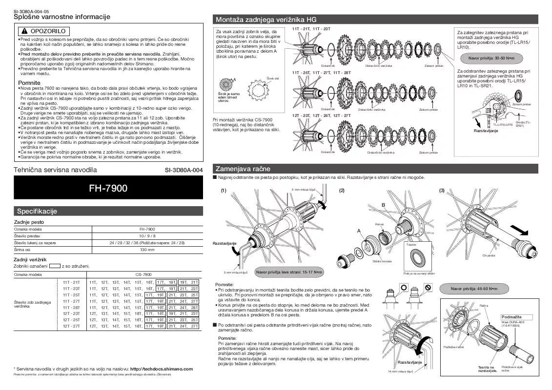 Mode d'emploi SHIMANO FH-7900