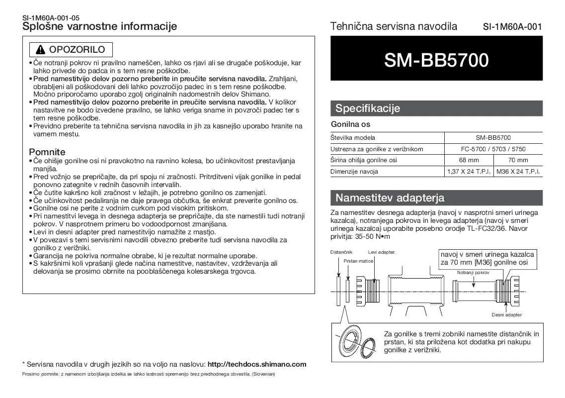 Mode d'emploi SHIMANO SM-BB5700