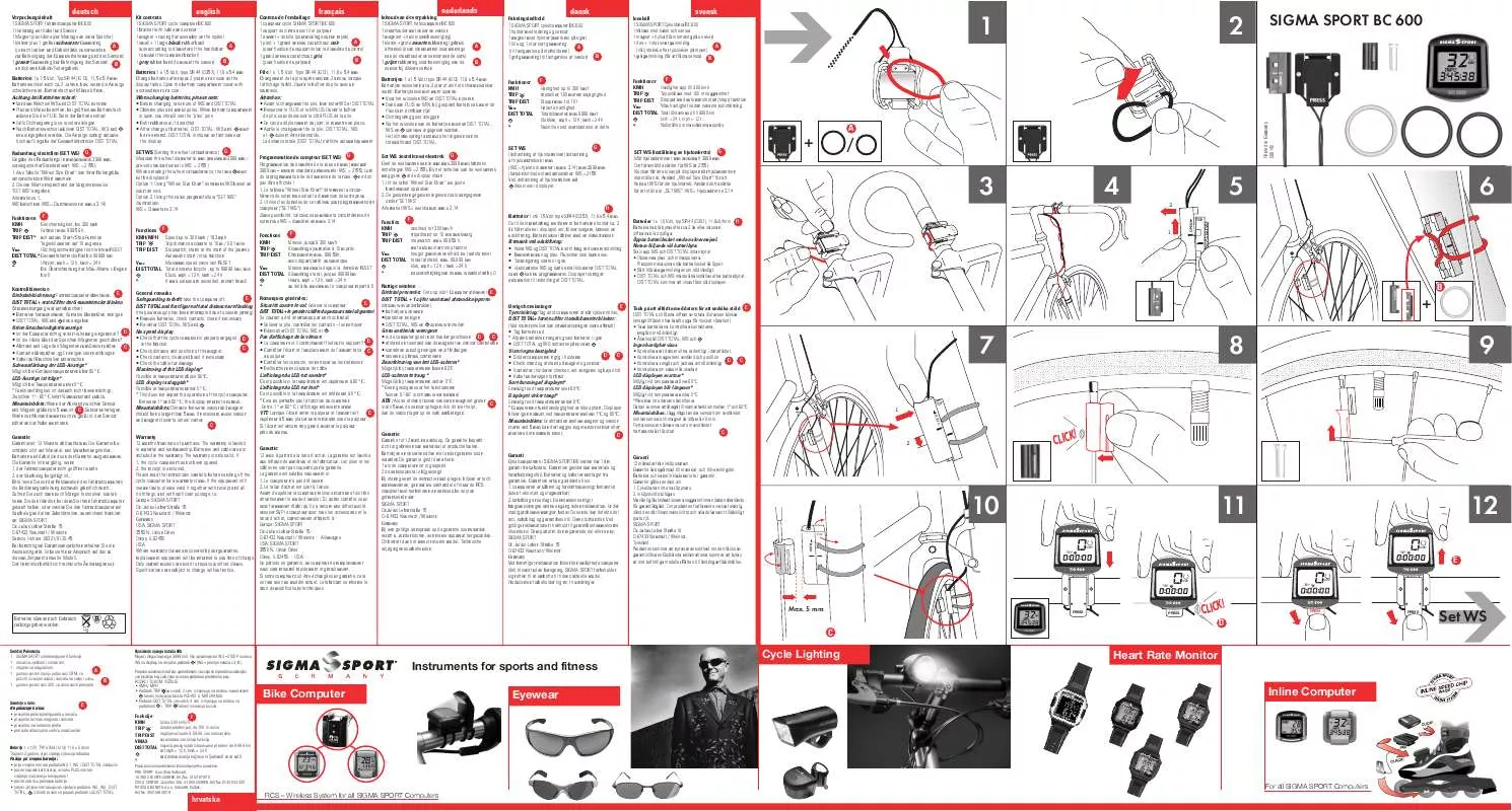 Mode d'emploi SIGMA SPORT BC 600